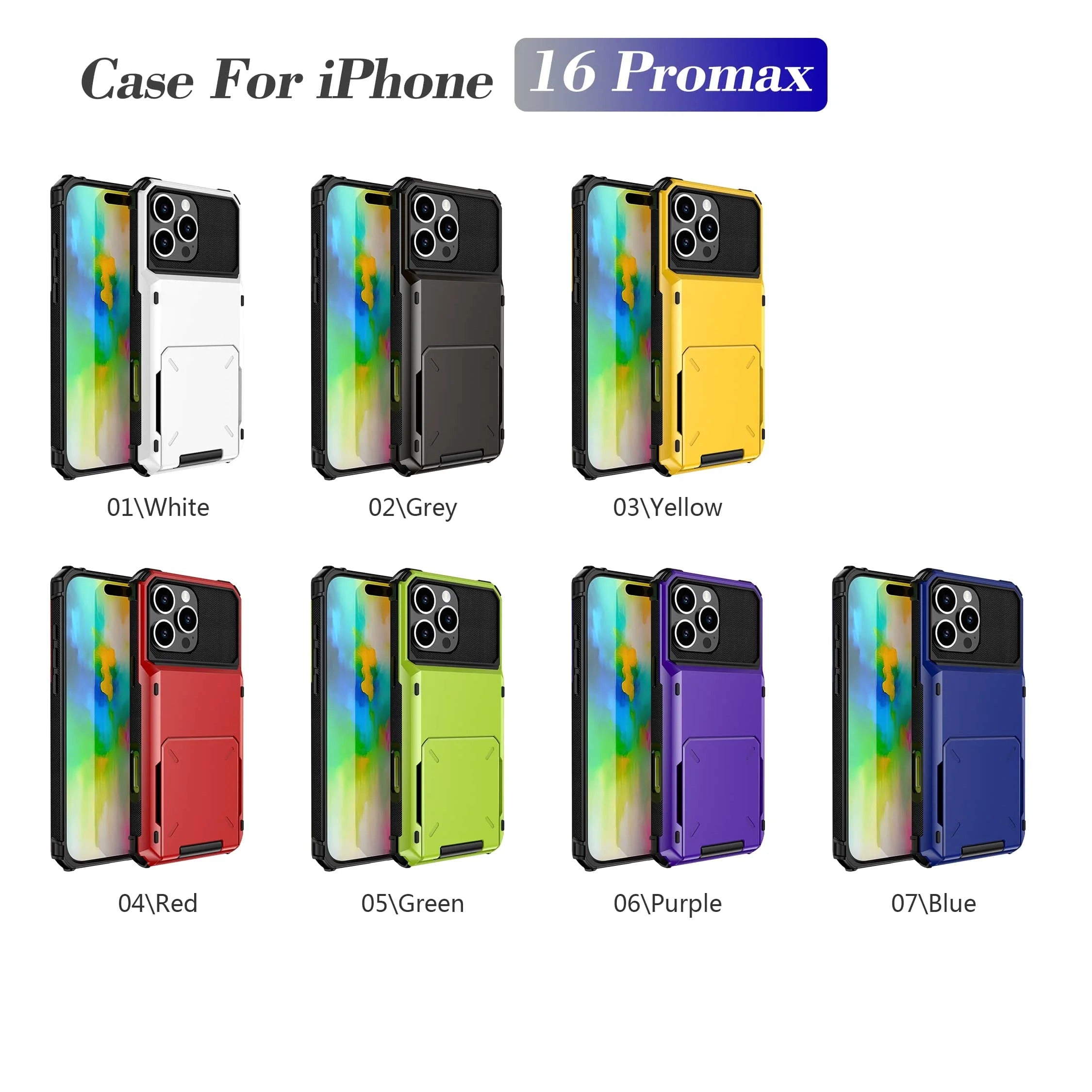 Luxury iPhone Case — Shockproof Slide Armor Wallet Cover with Card Slots, Dual-Layer Protection & Non-Slip Business Design