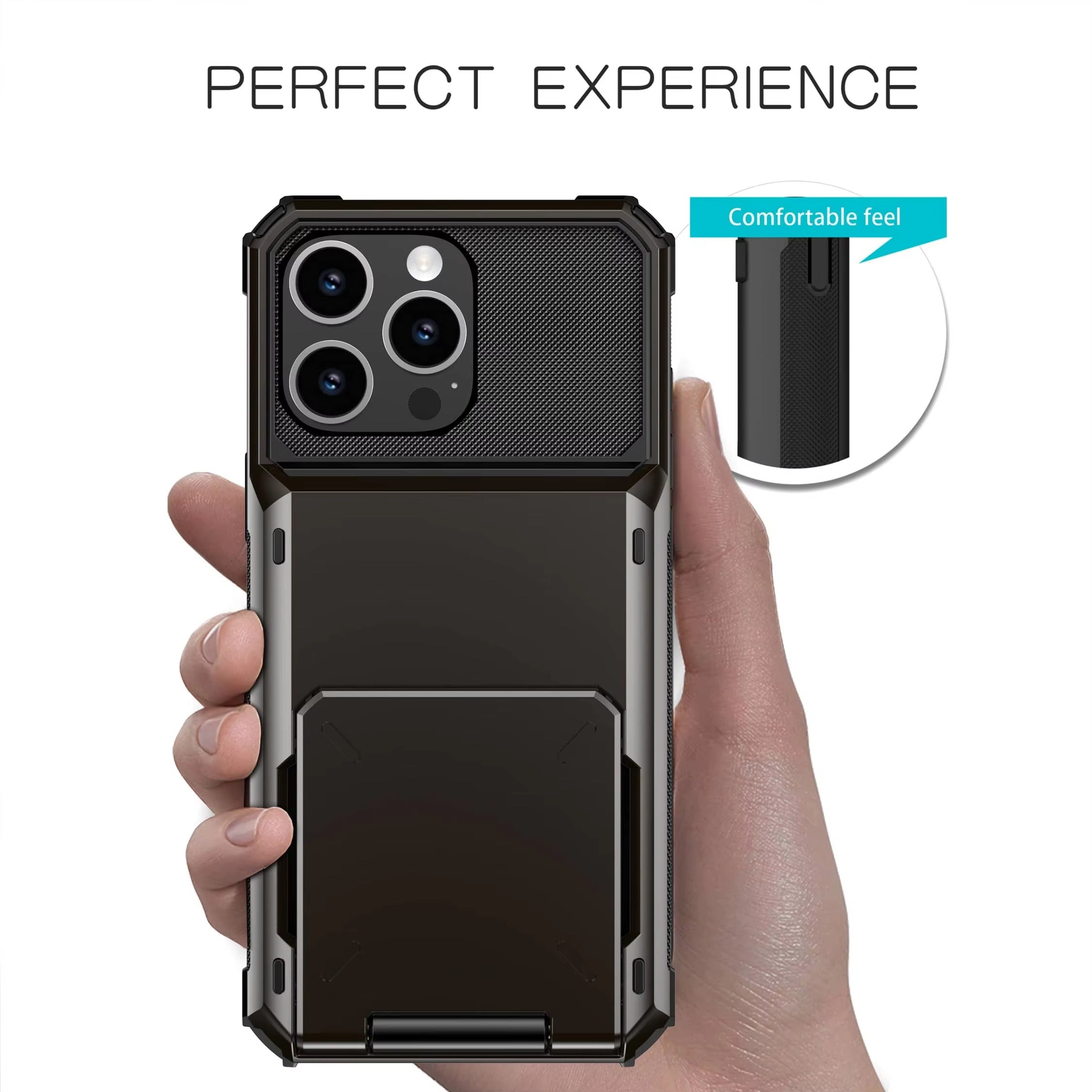 Luxury iPhone Case — Shockproof Slide Armor Wallet Cover with Card Slots, Dual-Layer Protection & Non-Slip Business Design