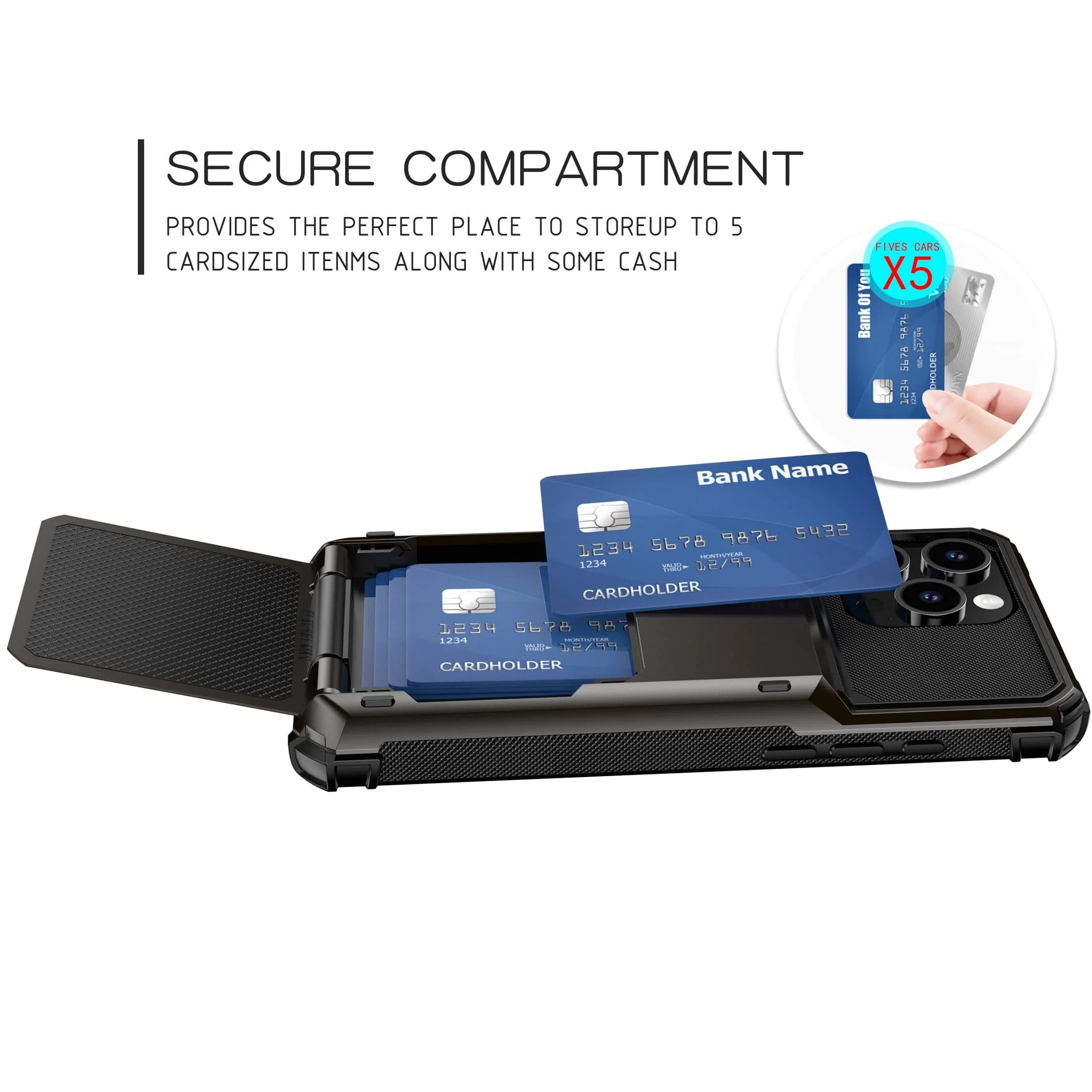 Luxury iPhone Case — Shockproof Slide Armor Wallet Cover with Card Slots, Dual-Layer Protection & Non-Slip Business Design