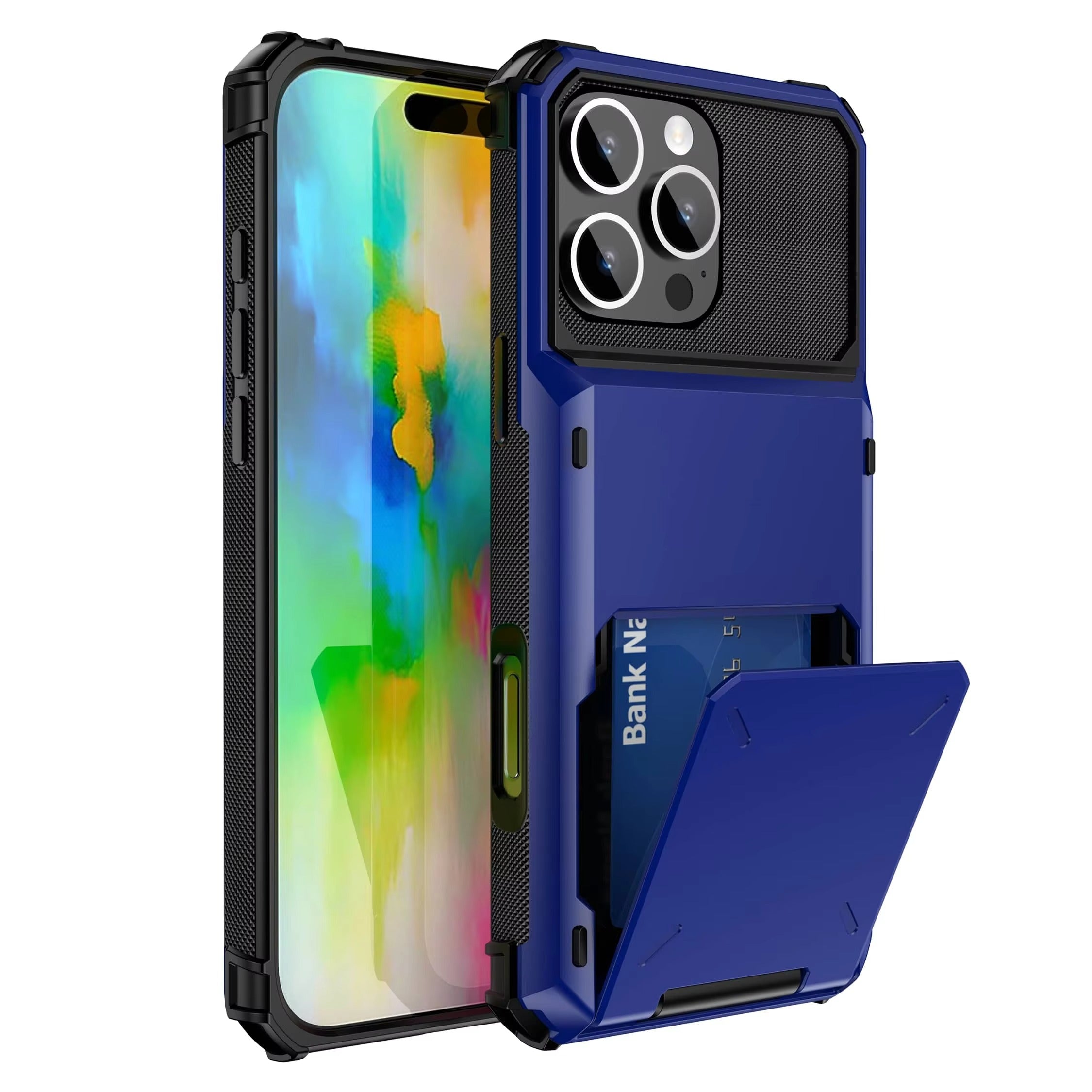 Luxury iPhone Case — Shockproof Slide Armor Wallet Cover with Card Slots, Dual-Layer Protection & Non-Slip Business Design