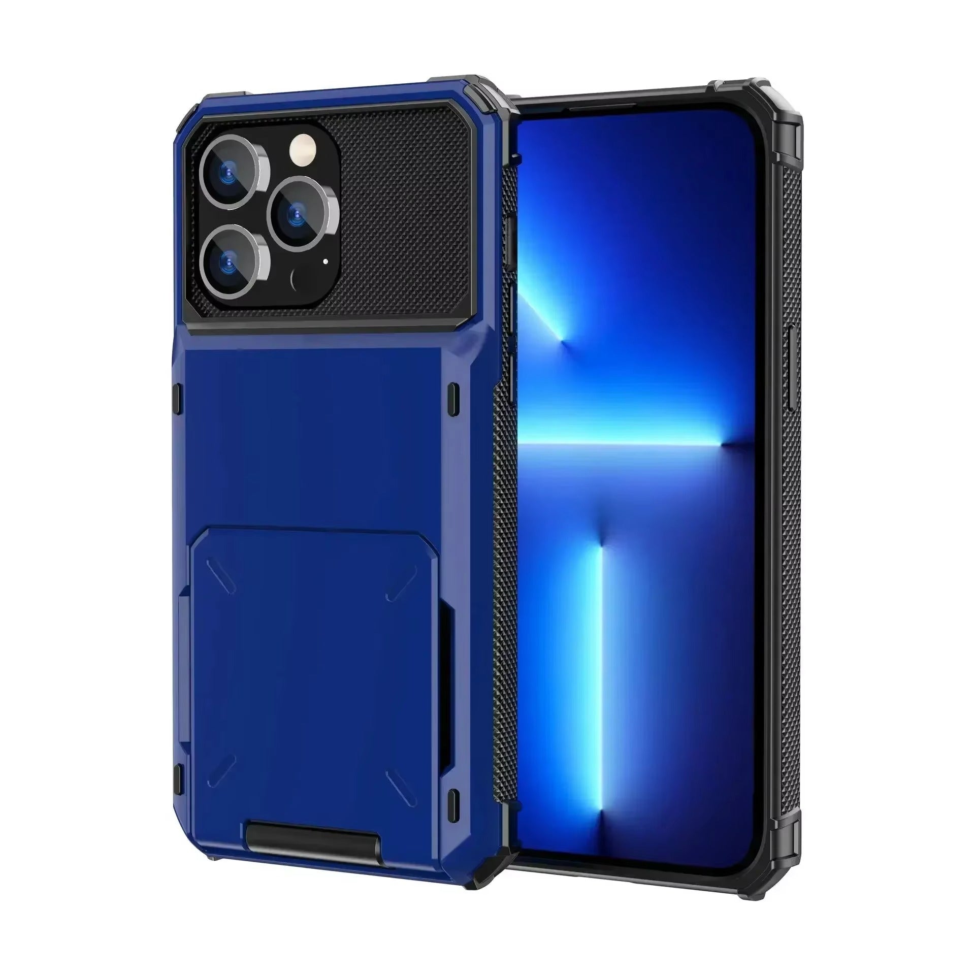 Luxury iPhone Case — Shockproof Slide Armor Wallet Cover with Card Slots, Dual-Layer Protection & Non-Slip Business Design