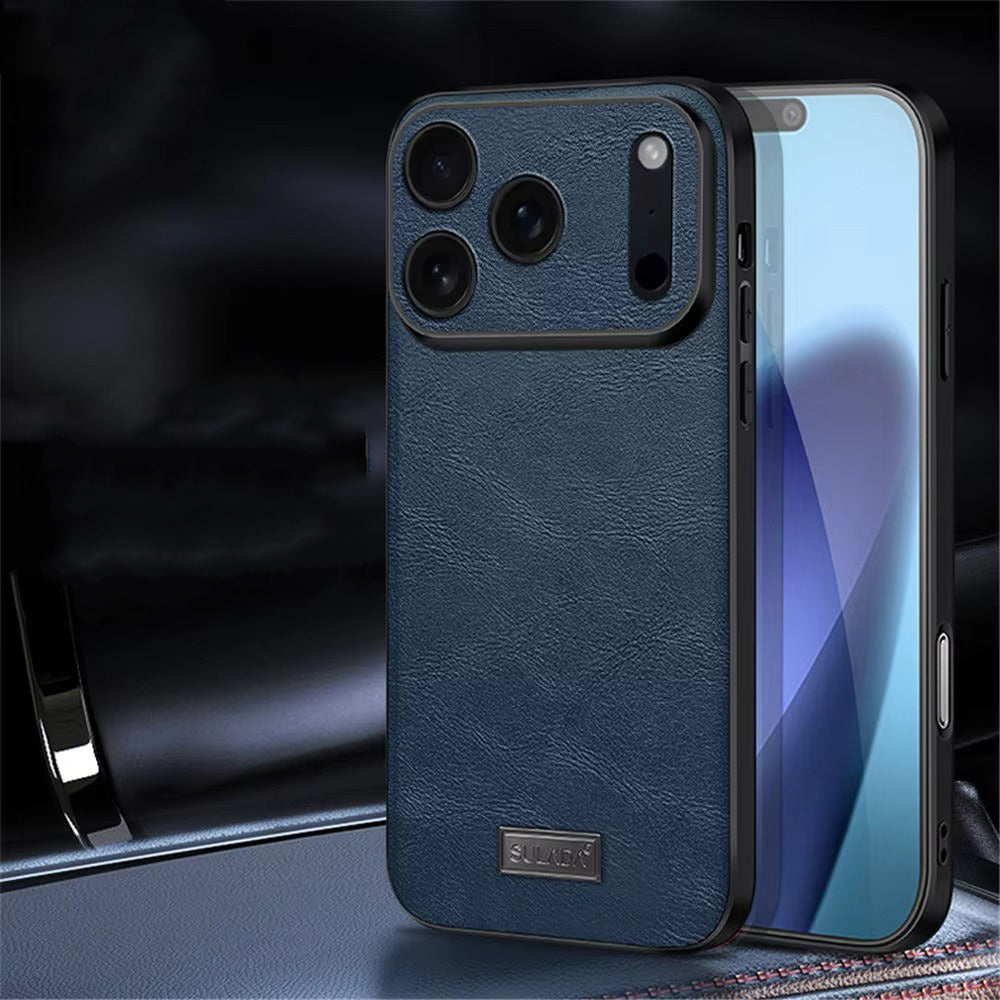 Luxury iPhone Case — Shockproof Soft Leather Cover, Half-Wrapped PC+TPU Design, Anti-Fingerprint Anti-Scratch Non-Slip Protection, Plain Finish