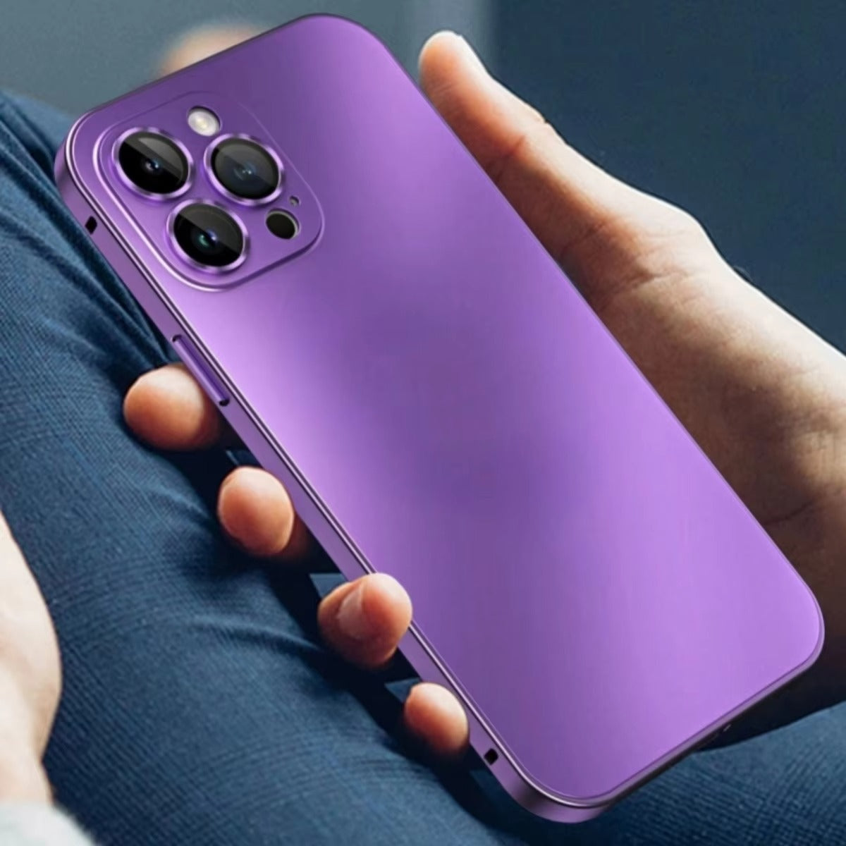 Luxury iPhone Case — Shockproof, Anti-Scratch, Dustproof, Matte Anti-Glare, Non-Slip Half-Wrapped Cover with Aluminum Metal Frame, PC Back and Camera Lens Glass Protection