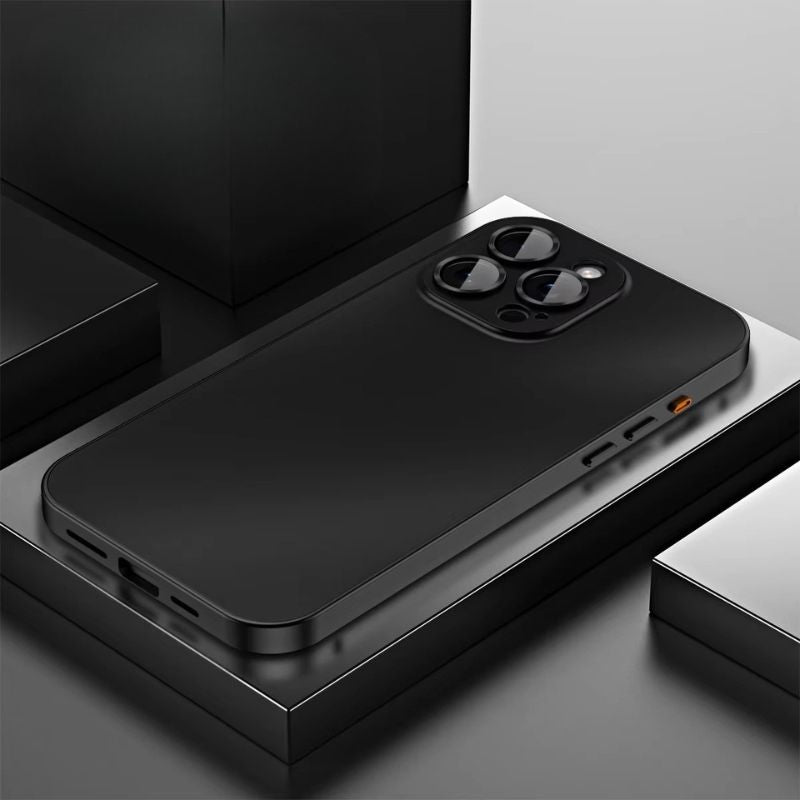 Luxury iPhone Case — Shockproof, Anti-Scratch, Dustproof, Matte Anti-Glare, Non-Slip Half-Wrapped Cover with Aluminum Metal Frame, PC Back and Camera Lens Glass Protection