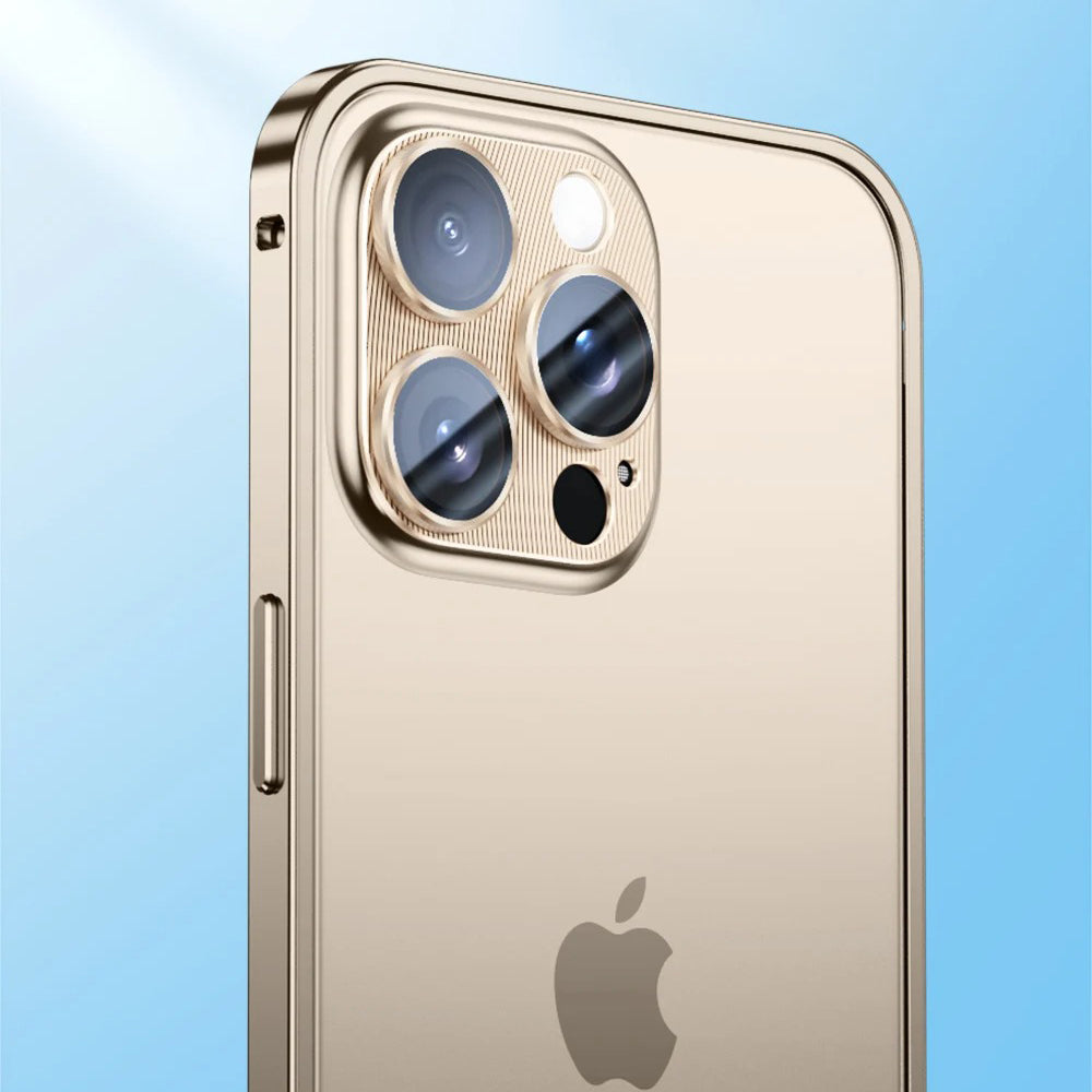 Luxury iPhone Case — Shockproof, Tough, Matte Anti-Glare, Non-Slip Half-Wrapped Cover with Aluminum Alloy Edge Bare Design and Built-In Lens Protection