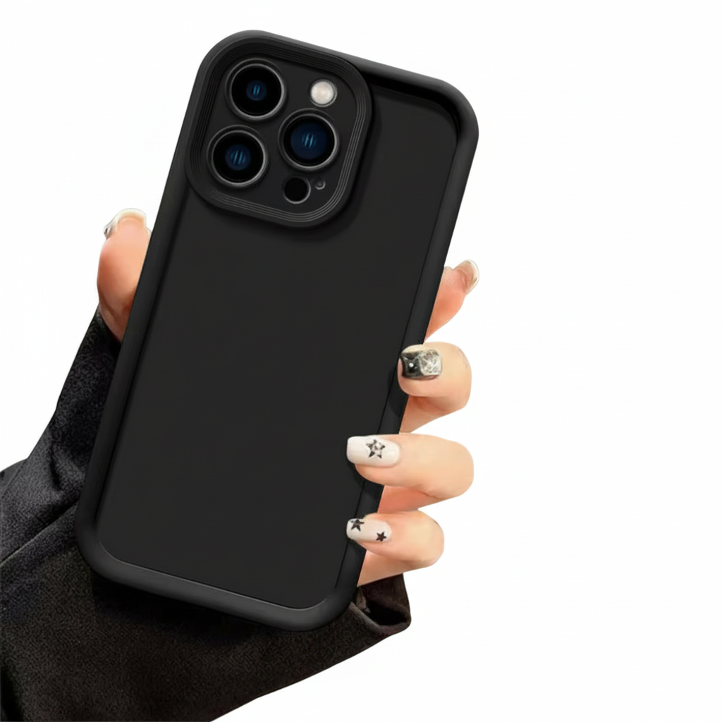 Luxury iPhone Case — Silicone Full-Coverage Shockproof Bumper with Camera Protection, Anti-Fingerprint and Dustproof Design