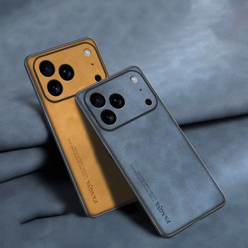 Luxury iPhone Case — Skin-Feel Matte Leather Shockproof Soft Back Full-Coverage Protective Case