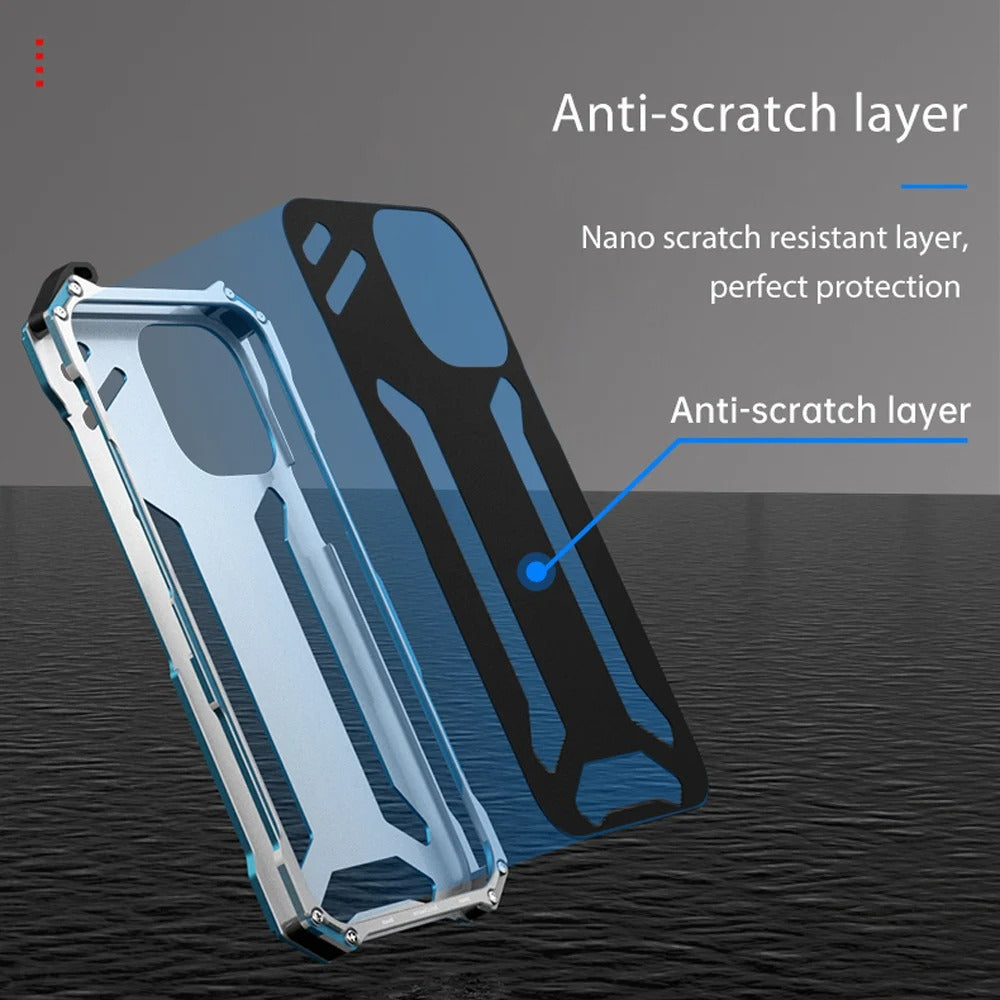 Luxury iPhone Case — Slim Aluminum Metal Shockproof Cover with Hard Back Design, Anti-Fingerprint Anti-Scratch Finish & Non-Slip Heavy-Duty Protection