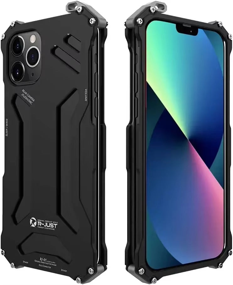 Luxury iPhone Case — Slim Aluminum Metal Shockproof Cover with Hard Back Design, Anti-Fingerprint Anti-Scratch Finish & Non-Slip Heavy-Duty Protection