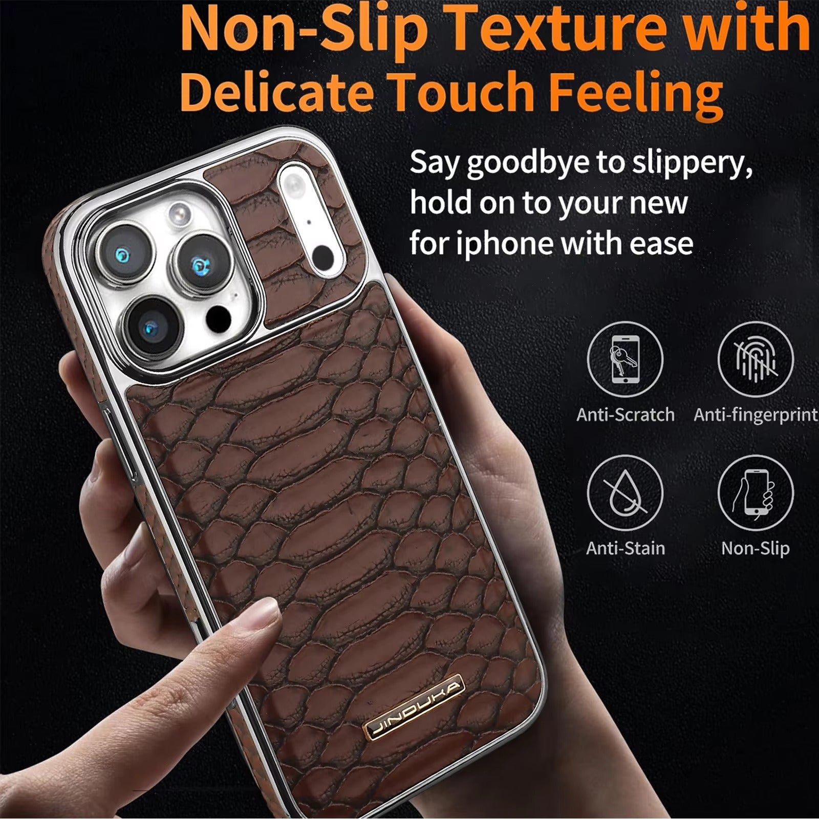 Luxury iPhone Case — Snake-Pattern Leather Cover with Soft Flannel Inner Lining, Premium Protective Design & Stylish Fashion Finish