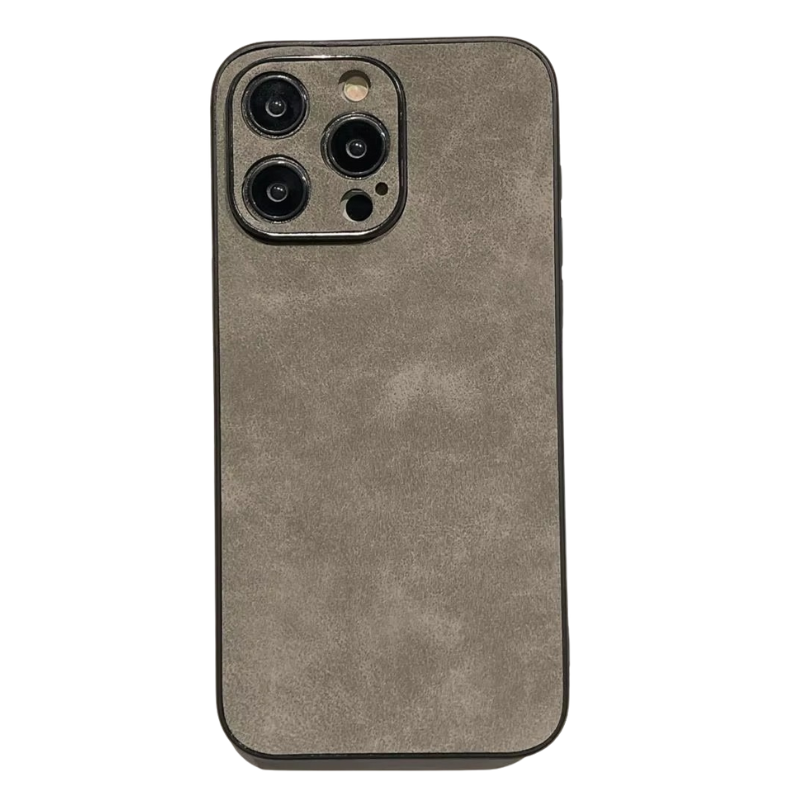 Luxury iPhone Case — Suede Leather Electroplated Ultra-Thin Cover with Soft Silicone Edges, Shockproof Non-Slip Design and Camera Lens Protection