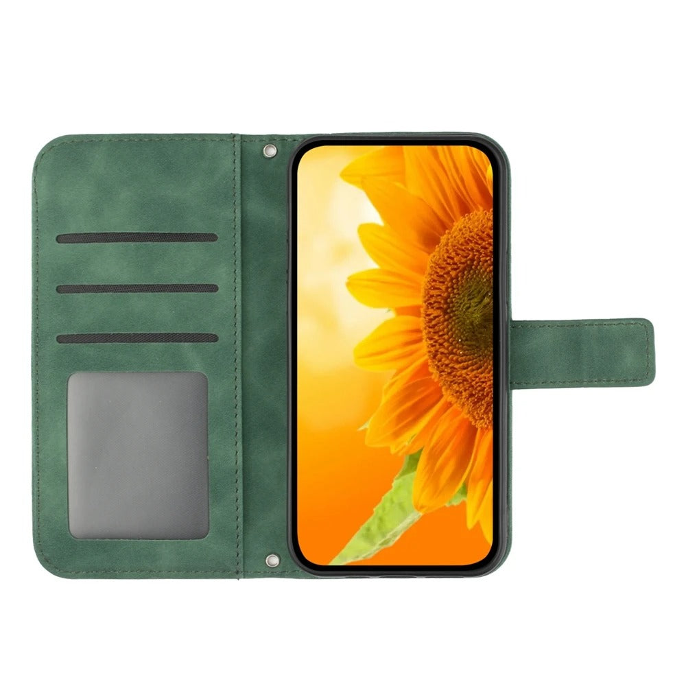 Luxury iPhone Case — Sunflower Leather Wallet Flip Cover with Magnetic Holder, Anti-Scratch Full-Protection Design