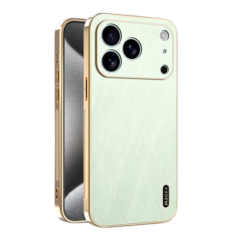 Luxury iPhone Case — Thin Electroplated Golden-Thread PU Leather Cover with Shockproof Anti-Fingerprint Anti-Scratch Protection & Lightweight Non-Slip Design