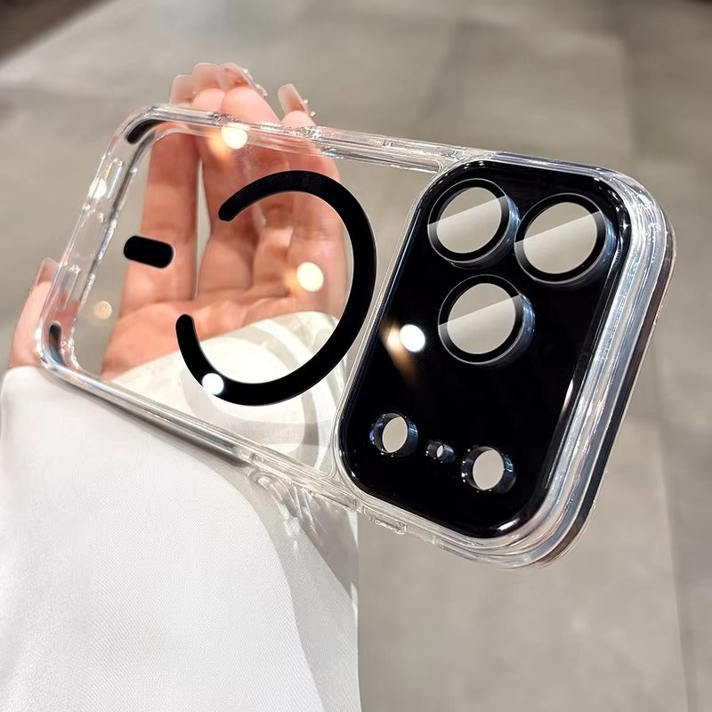 Luxury iPhone Case — Transparent MagSafe Clear PC Cover with Shockproof TPU Bumper, Anti-Fingerprint Anti-Scratch Dustproof Lightweight Design