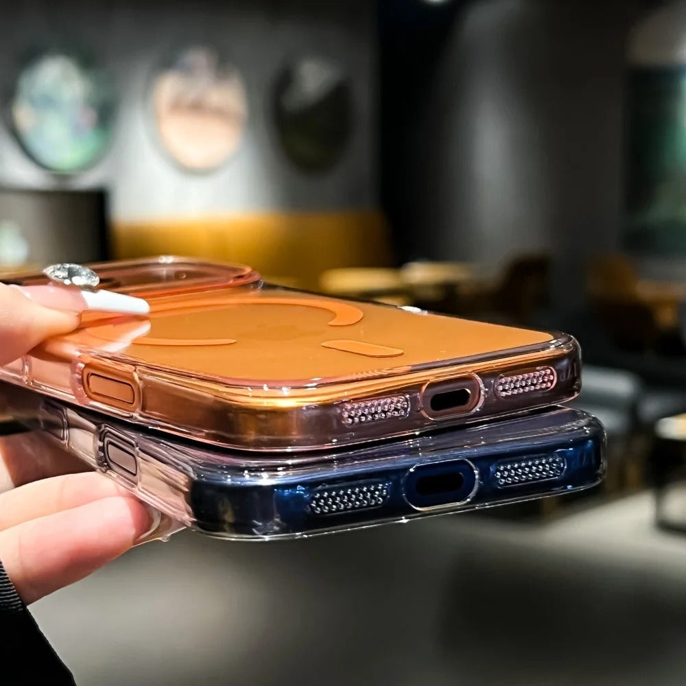 Luxury iPhone Case — Transparent Ultra-Thin MagSafe Magnetic Clear PC+TPU Shockproof Protective Cover
