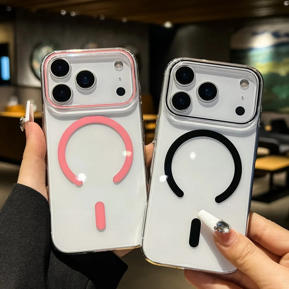 Luxury iPhone Case — Transparent Ultra-Thin MagSafe Magnetic Clear PC+TPU Shockproof Protective Cover