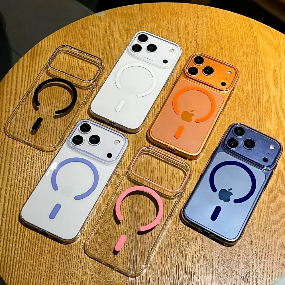 Luxury iPhone Case — Transparent Ultra-Thin MagSafe Magnetic Clear PC+TPU Shockproof Protective Cover