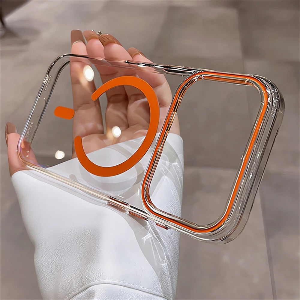 Luxury iPhone Case — Transparent Ultra-Thin MagSafe Magnetic Clear PC+TPU Shockproof Protective Cover
