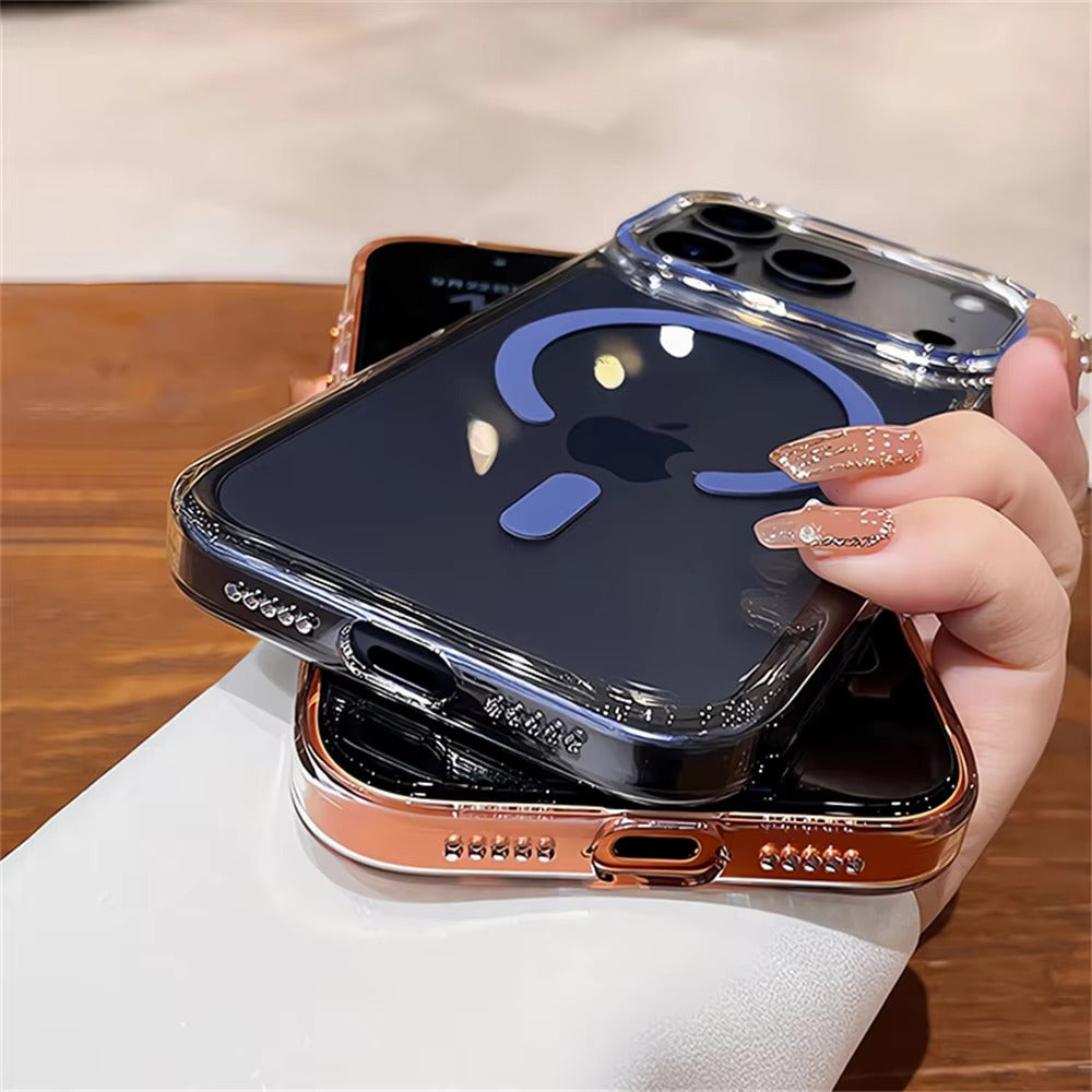Luxury iPhone Case — Transparent Ultra-Thin MagSafe Magnetic Clear PC+TPU Shockproof Protective Cover