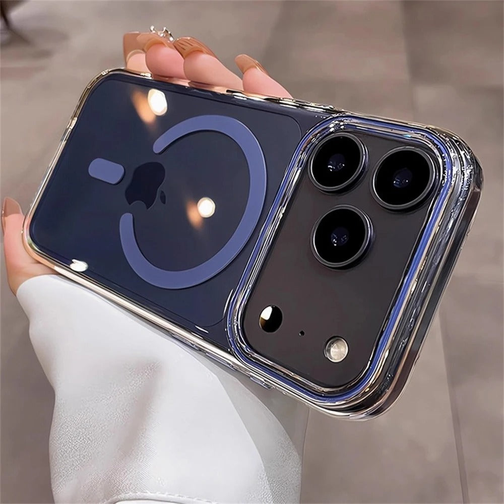 Luxury iPhone Case — Transparent Ultra-Thin MagSafe Magnetic Clear PC+TPU Shockproof Protective Cover
