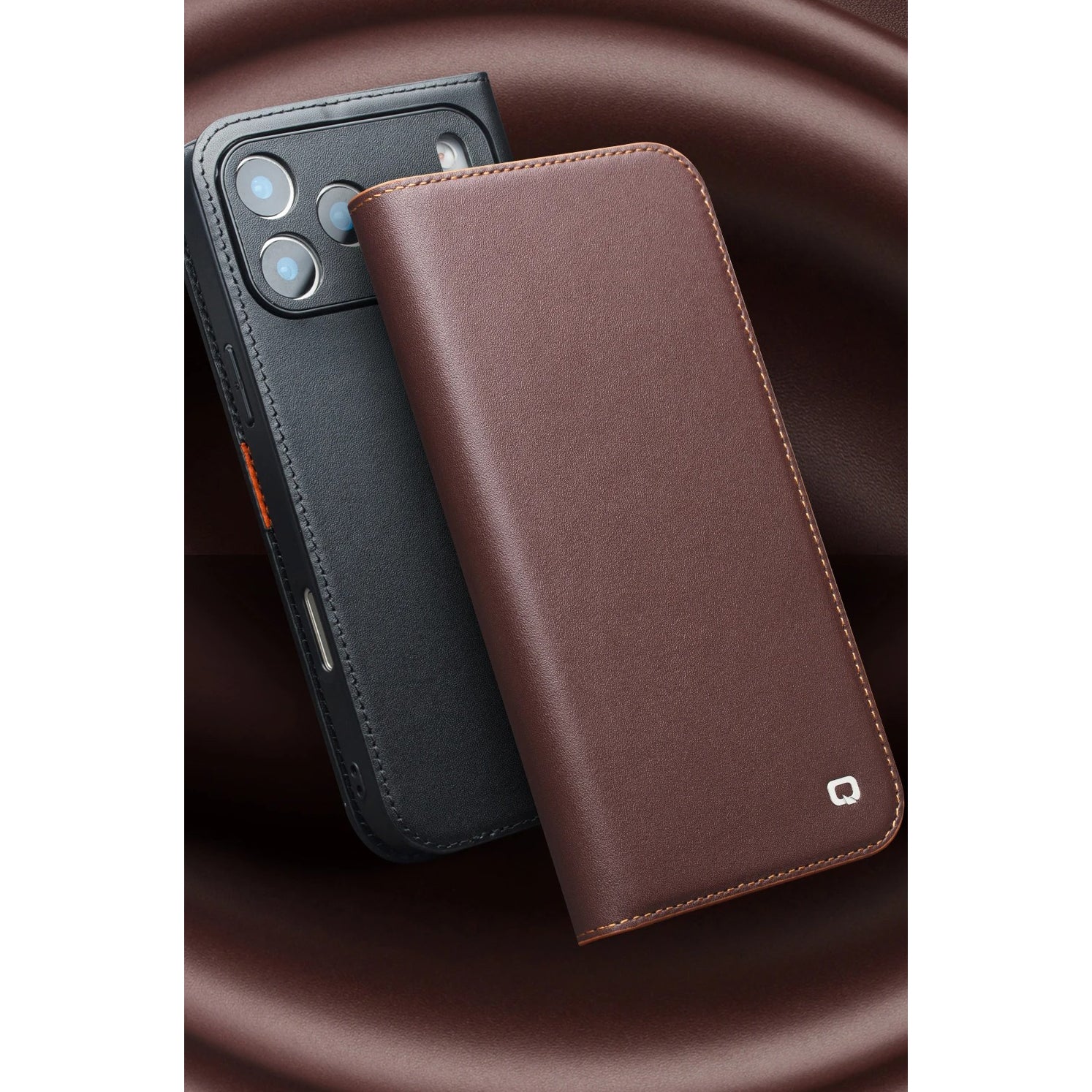 Luxury iPhone Case — Ultra-Slim Handmade Genuine Leather Wallet Flip Cover with Card Slots, Shockproof Drop Protection & Horizontal Stand Function