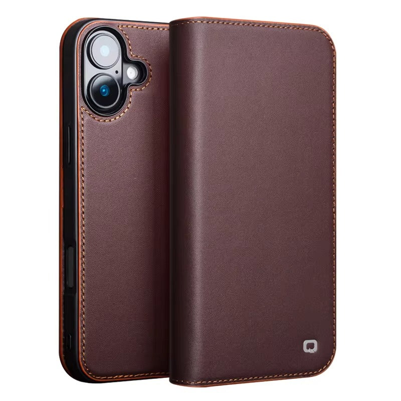 Luxury iPhone Case — Ultra-Slim Handmade Genuine Leather Wallet Flip Cover with Card Slots, Shockproof Drop Protection & Horizontal Stand Function