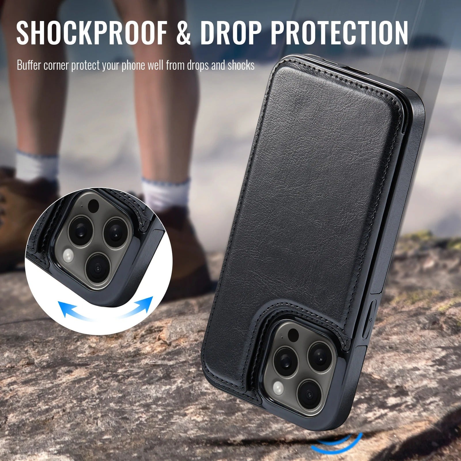 Luxury iPhone Case — Wallet Card Holder Flip Cover with Dual-Layer Leather Build and Full-Protection Design