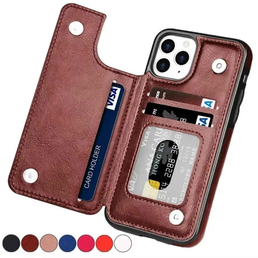 Luxury iPhone Case — Wallet Card Holder Flip Cover with Dual-Layer Leather Build and Full-Protection Design