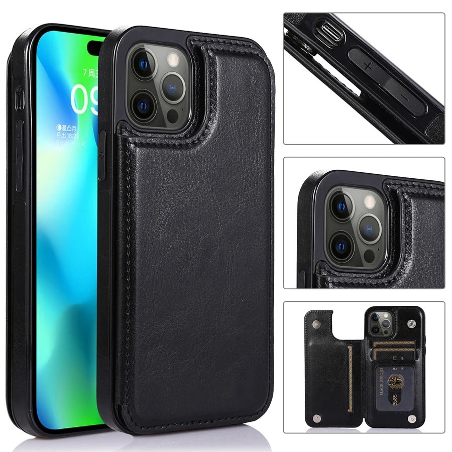 Luxury iPhone Case — Wallet Card Holder Flip Cover with Dual-Layer Leather Build and Full-Protection Design