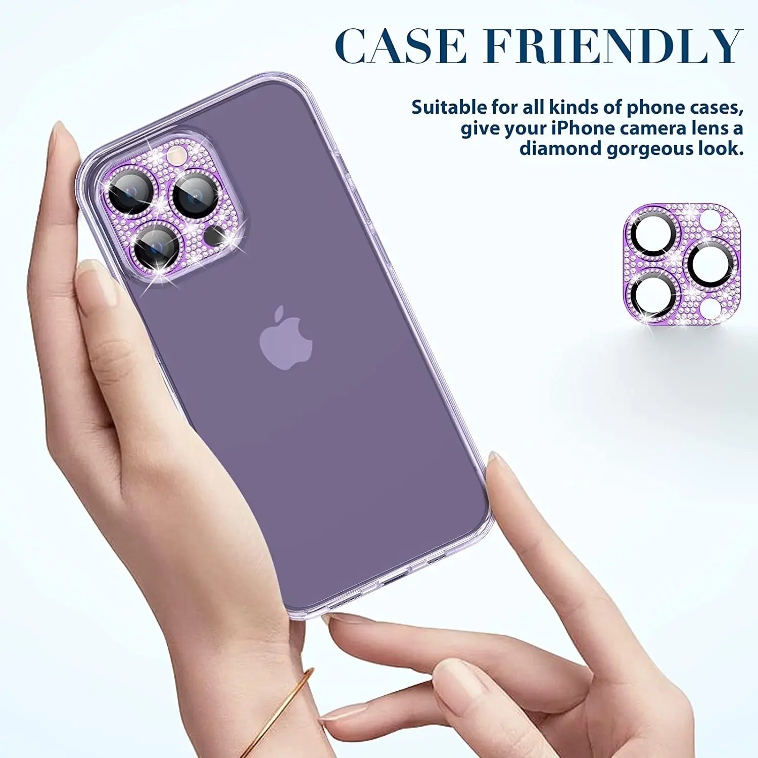 Luxury iPhone Diamond Camera Lens Protector, Metal Glass Lens Cover with Full Coverage, Scratch Resistance & Decorative Protection