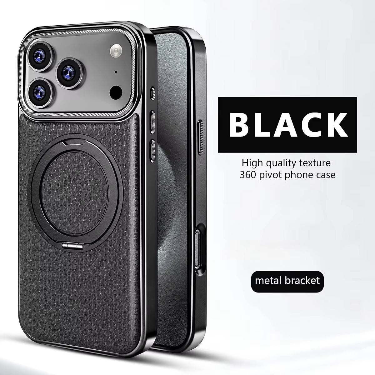 Luxury iPhone Diamond Pattern Leather Case — MagSafe Magnetic Charging, Rotating Bracket Holder, Full Coverage Shockproof Anti-Fingerprint Protection