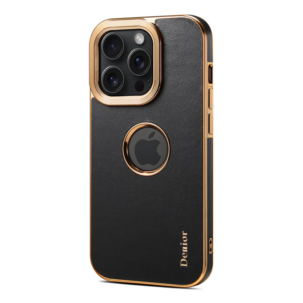 Luxury iPhone Genuine Leather Back Case — Shockproof Half-Wrapped Cover, Anti-Fingerprint Scratch-Resistant Design, Slim Non-Slip Premium Finish