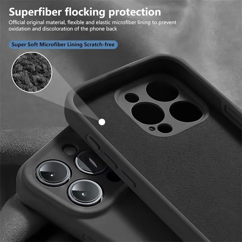 Luxury iPhone Liquid Silicone MagSafe Case — Magnetic Ring Holder Stand Cover, Shockproof Anti-Fingerprint Design, Wireless Charging Compatible Non-Slip Protection