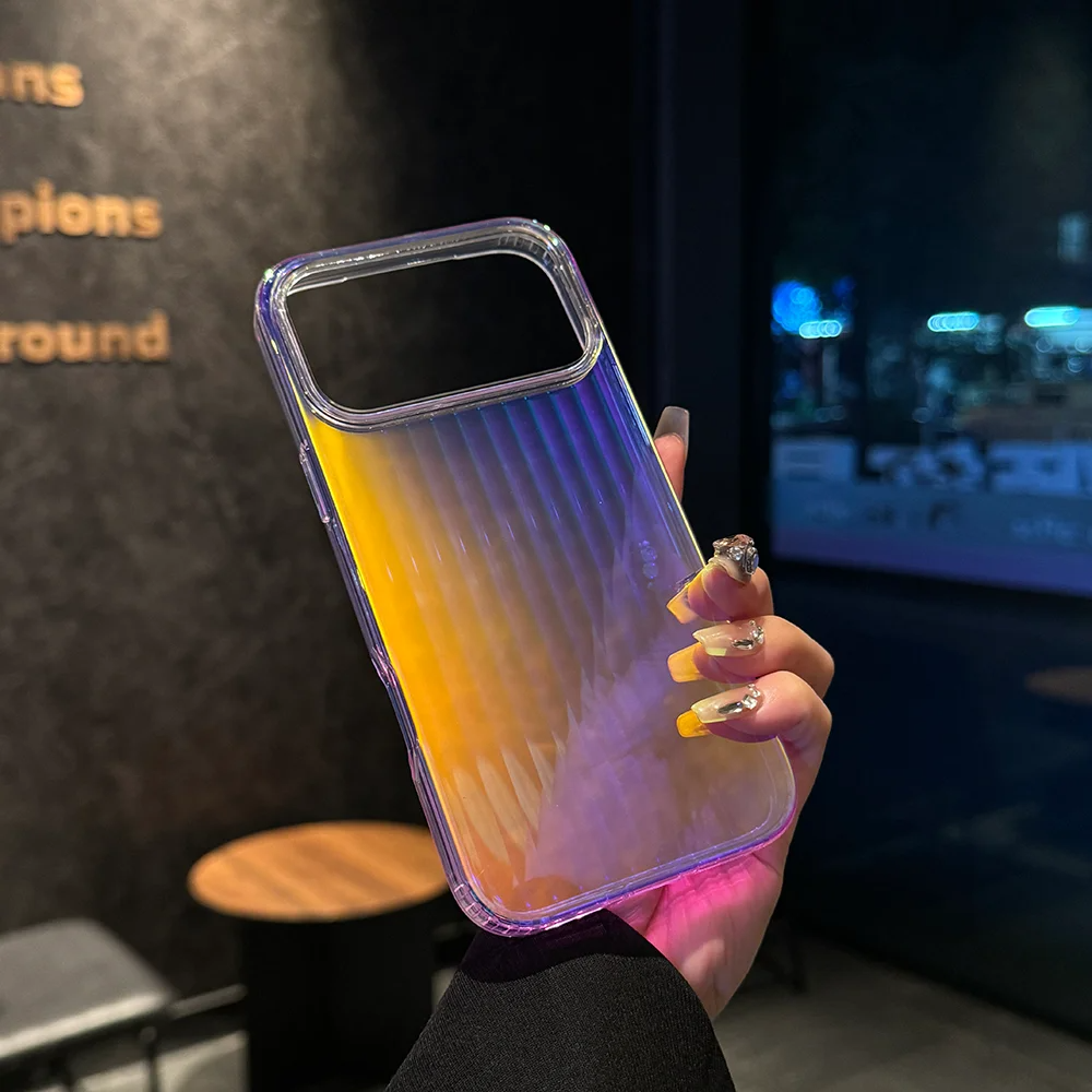 Luxury iPhone MagSafe Case Aurora Gradient Laser Design — Luggage Style Tough Cover, Shockproof Protective Finish for a Stylish Blue Look