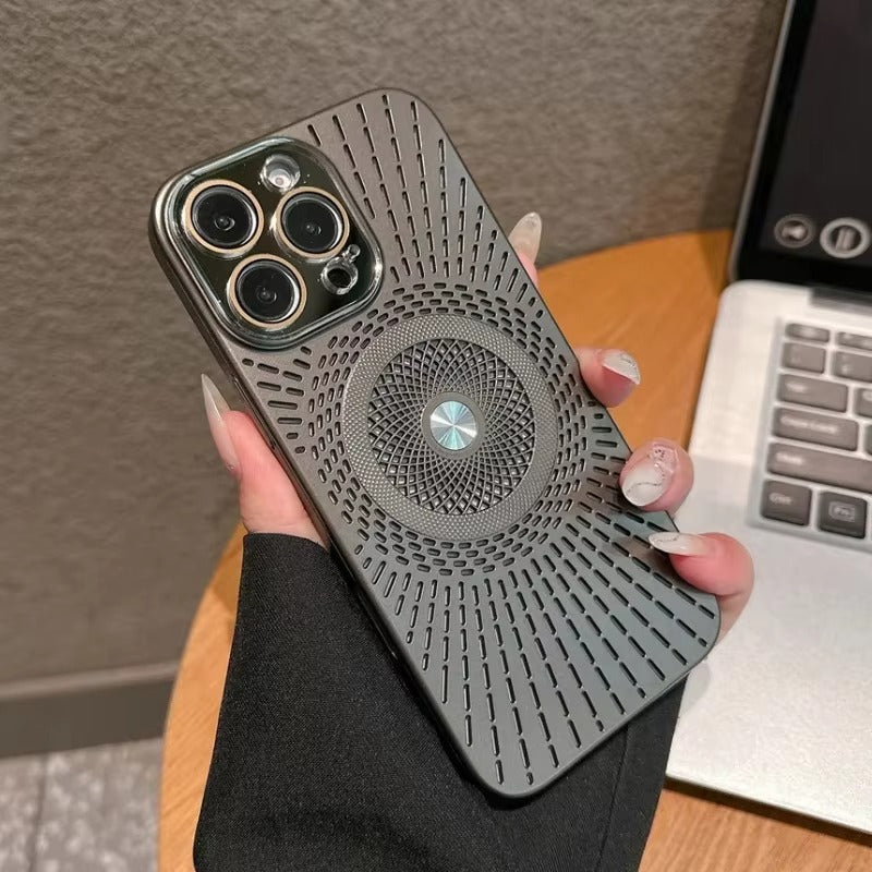 Luxury iPhone MagSafe Case Heat Dissipation Design — Ultra-Thin Anti-Drop Cover with Glass Camera Protector, Shockproof Anti-Fingerprint Scratch-Resistant Finish
