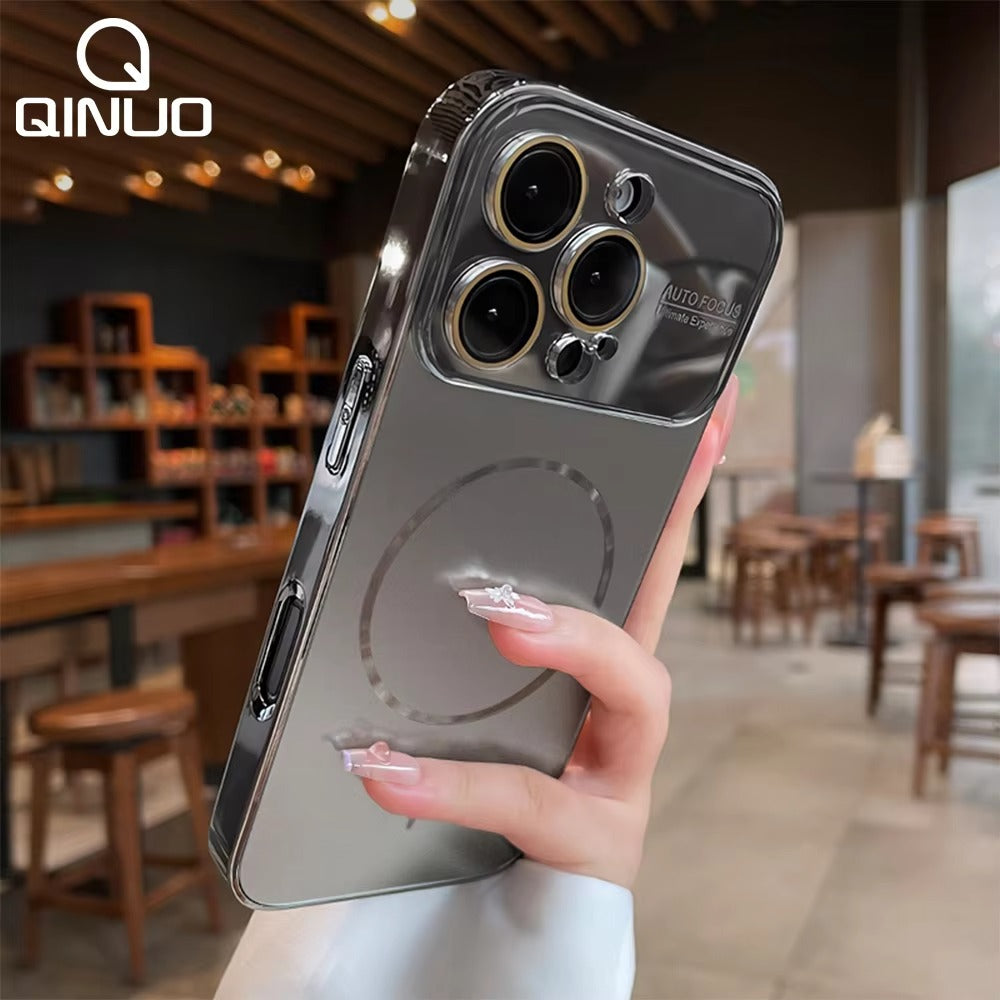 Luxury iPhone MagSafe Case Nanometer Frosted Finish — Large Lens Glass Protection, Magnetic Wireless Charging, Slim Shockproof Anti-Fingerprint Matte Cover