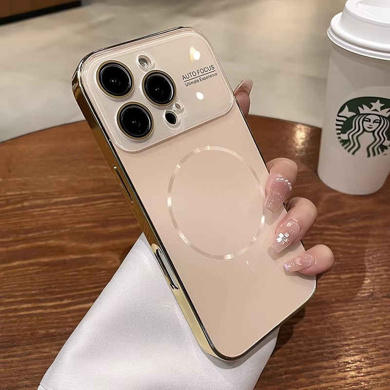 Luxury iPhone MagSafe Case Nanometer Frosted Finish — Large Lens Glass Protection, Magnetic Wireless Charging, Slim Shockproof Anti-Fingerprint Matte Cover