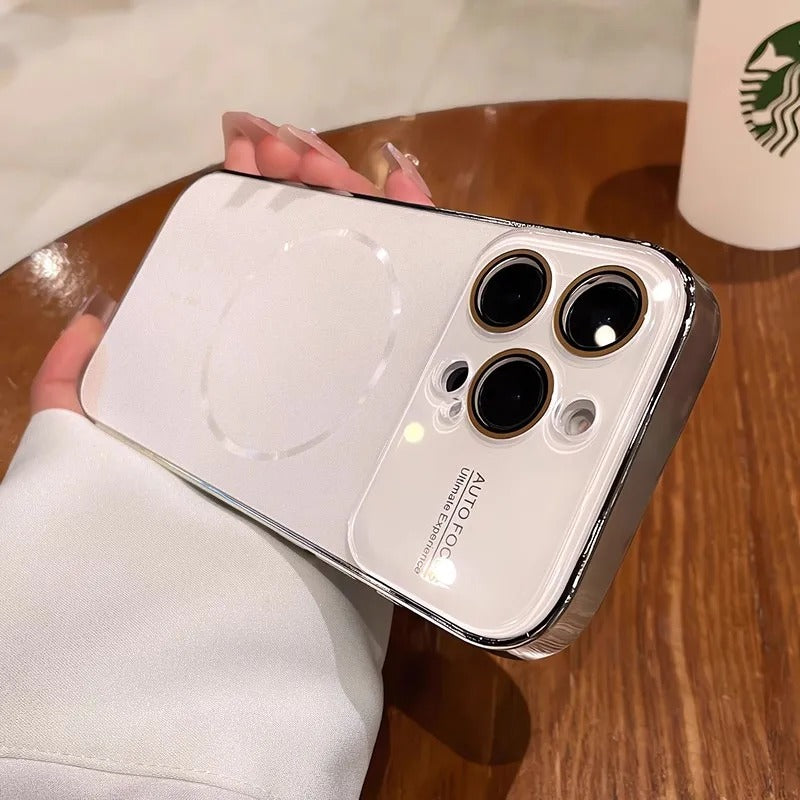 Luxury iPhone MagSafe Case Nanometer Frosted Finish — Large Lens Glass Protection, Magnetic Wireless Charging, Slim Shockproof Anti-Fingerprint Matte Cover