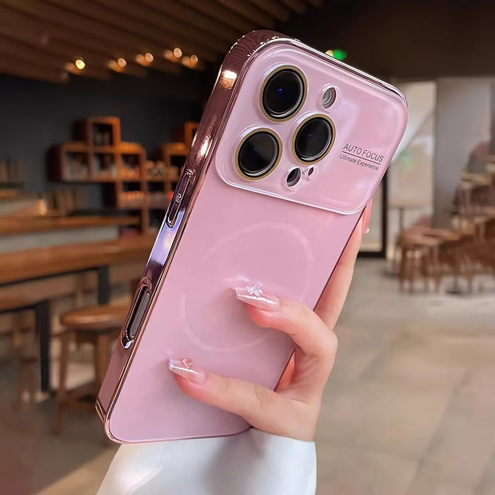 Luxury iPhone MagSafe Case Nanometer Frosted Finish — Large Lens Glass Protection, Magnetic Wireless Charging, Slim Shockproof Anti-Fingerprint Matte Cover