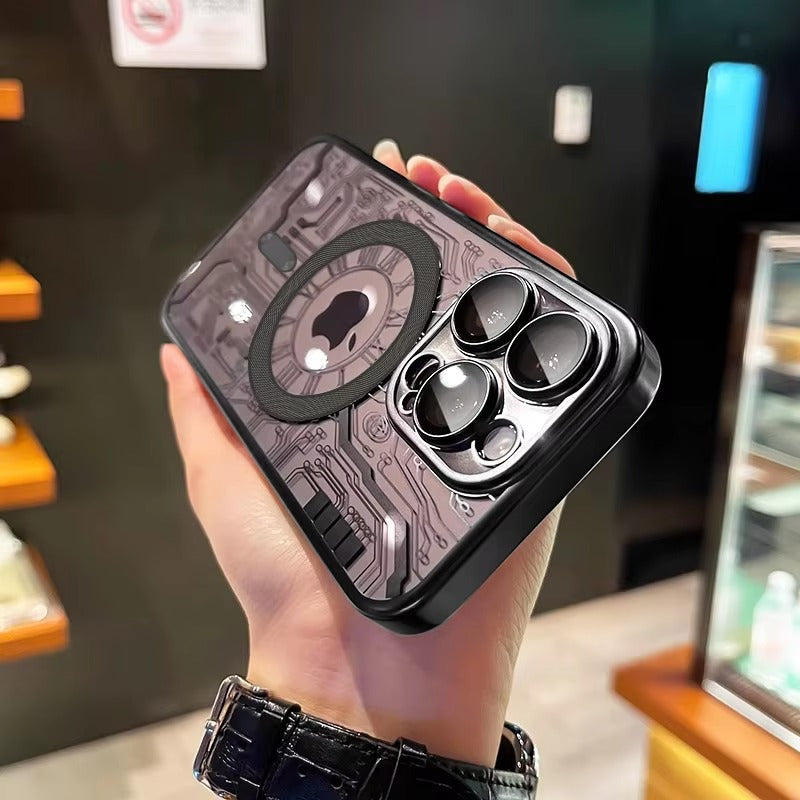 Luxury iPhone MagSafe Case Plating Design — Soft Magnetic Bumper Cover, Wireless Charging Compatible, Slim Shockproof Anti-Fingerprint Transparent Protection