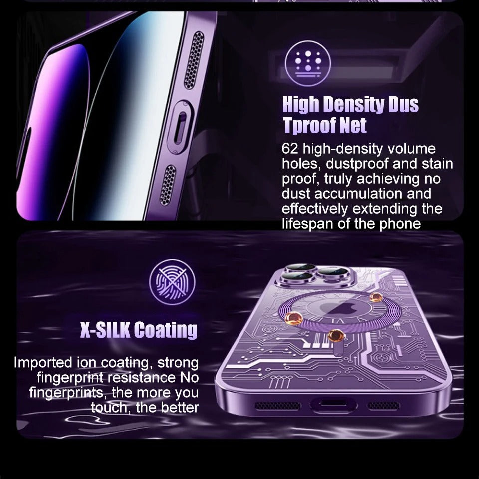 Luxury iPhone MagSafe Case Plating Design — Soft Magnetic Bumper Cover, Wireless Charging Compatible, Slim Shockproof Anti-Fingerprint Transparent Protection