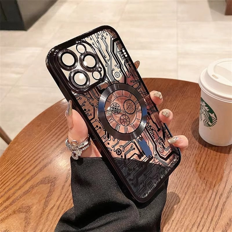 Luxury iPhone MagSafe Case Plating Design — Soft Magnetic Bumper Cover, Wireless Charging Compatible, Slim Shockproof Anti-Fingerprint Transparent Protection