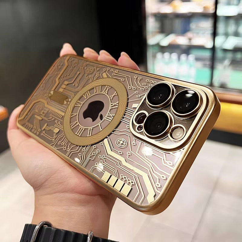 Luxury iPhone MagSafe Case Plating Design — Soft Magnetic Bumper Cover, Wireless Charging Compatible, Slim Shockproof Anti-Fingerprint Transparent Protection