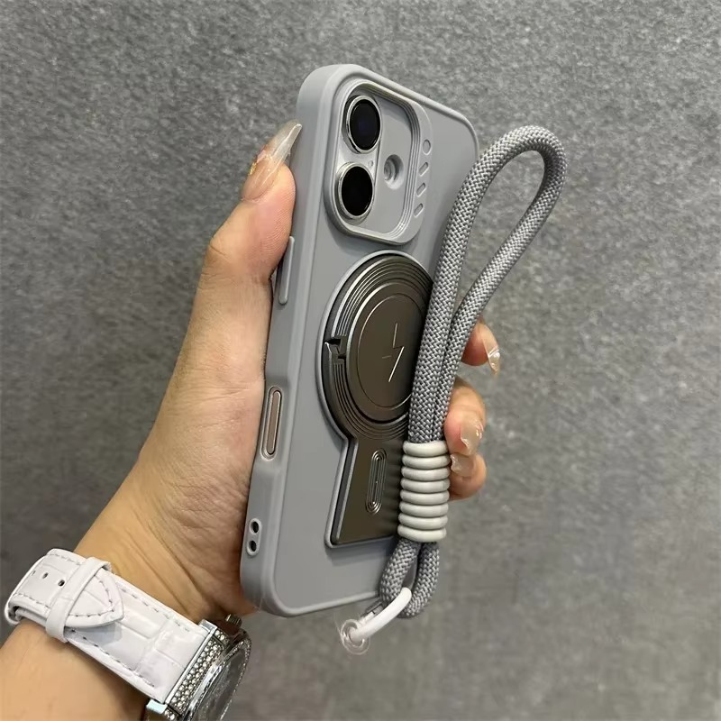 Luxury iPhone MagSafe Case with Lanyard — Magnetic Bumper Cover, Wireless Charging Compatible, Slim Shockproof Design with Kickstand Holder