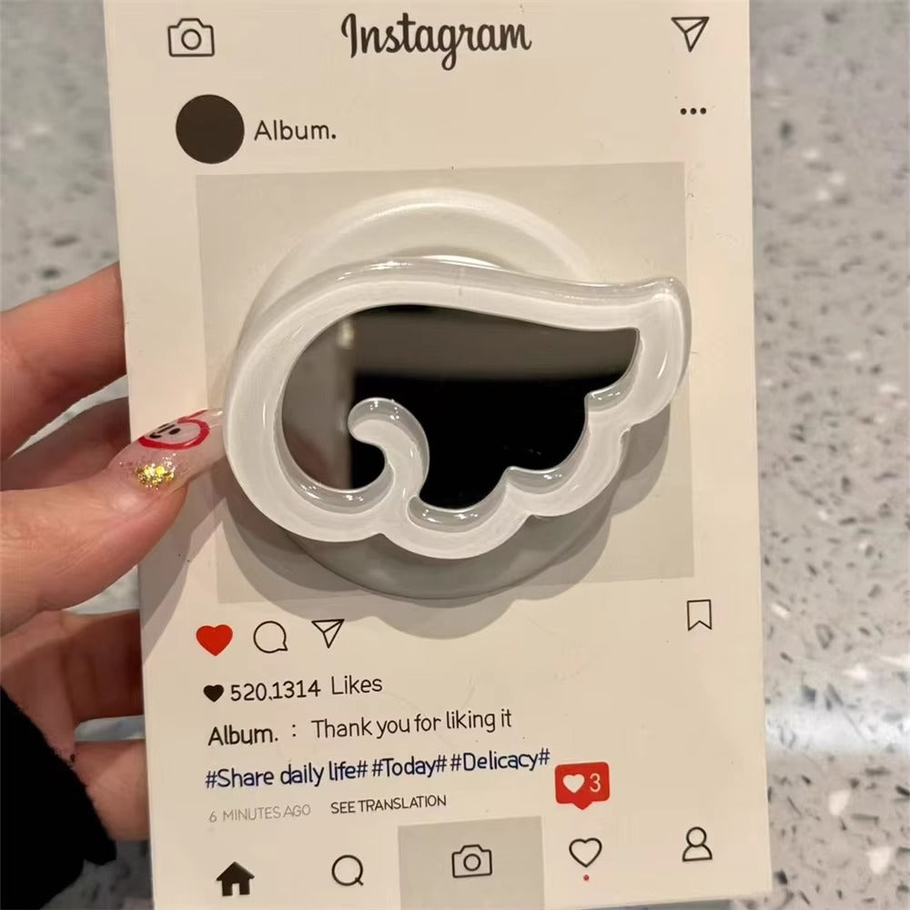 Luxury iPhone MagSafe Cute 3D Wing Mirror Phone Grip, Cartoon Finger Ring Stand Holder with Foldable Kickstand Design