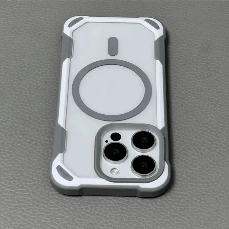 Luxury iPhone MagSafe Hit Color Clear Case — Transparent Shockproof Back Cover with Magnetic Wireless Charging, Slim Anti-Scratch Design