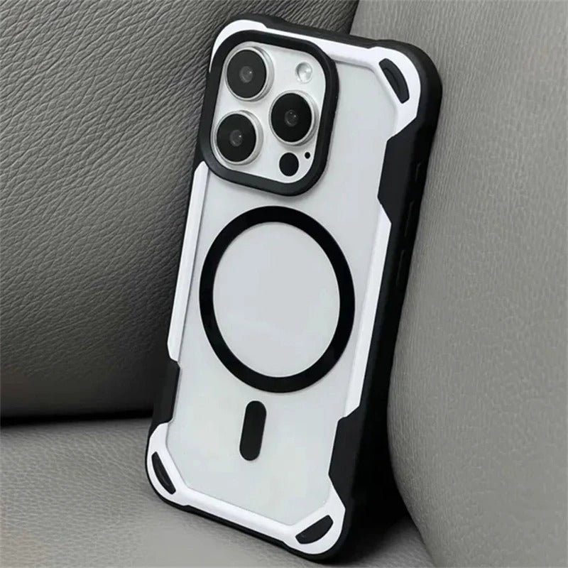 Luxury iPhone MagSafe Hit Color Clear Case — Transparent Shockproof Back Cover with Magnetic Wireless Charging, Slim Anti-Scratch Design