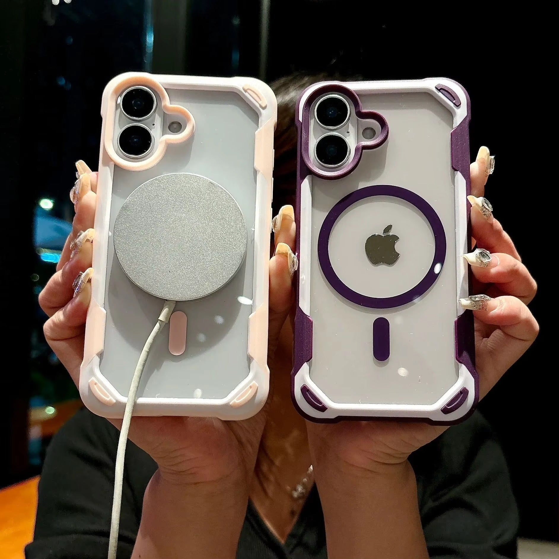 Luxury iPhone MagSafe Hit Color Clear Case — Transparent Shockproof Back Cover with Magnetic Wireless Charging, Slim Anti-Scratch Design