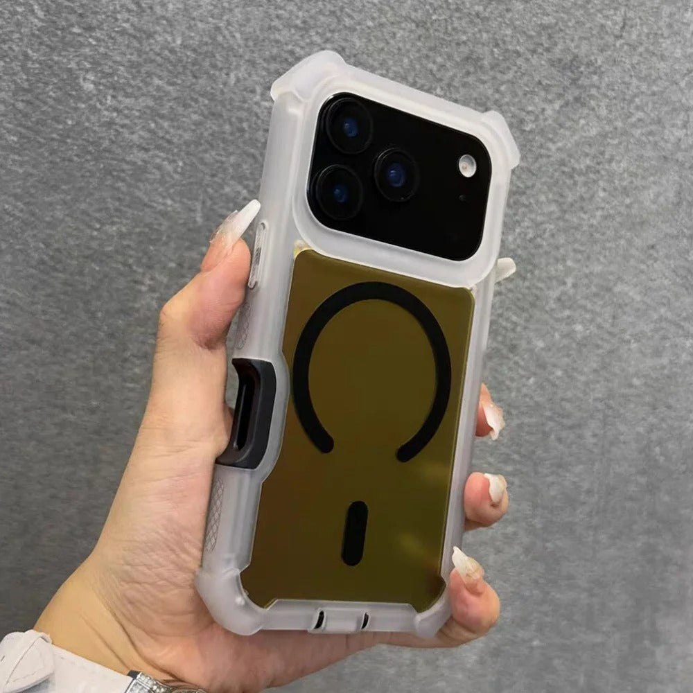 Luxury iPhone MagSafe Laser Armor Case — Color-Changing Dazzling Dual Layer Cover, Wireless Charging Compatible, Military Grade Shockproof Protection