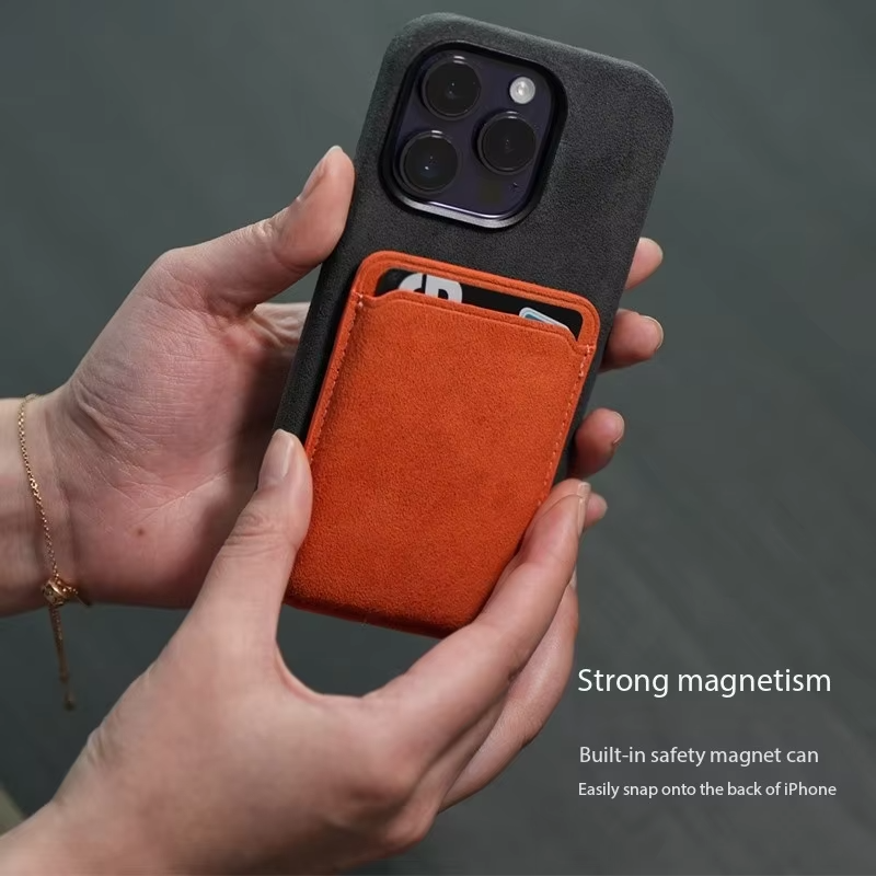 Luxury iPhone Magnetic Microfiber Wallet Case, MagSafe-Compatible Card Holder with Soft-Touch Fabric Finish & Slim Profile